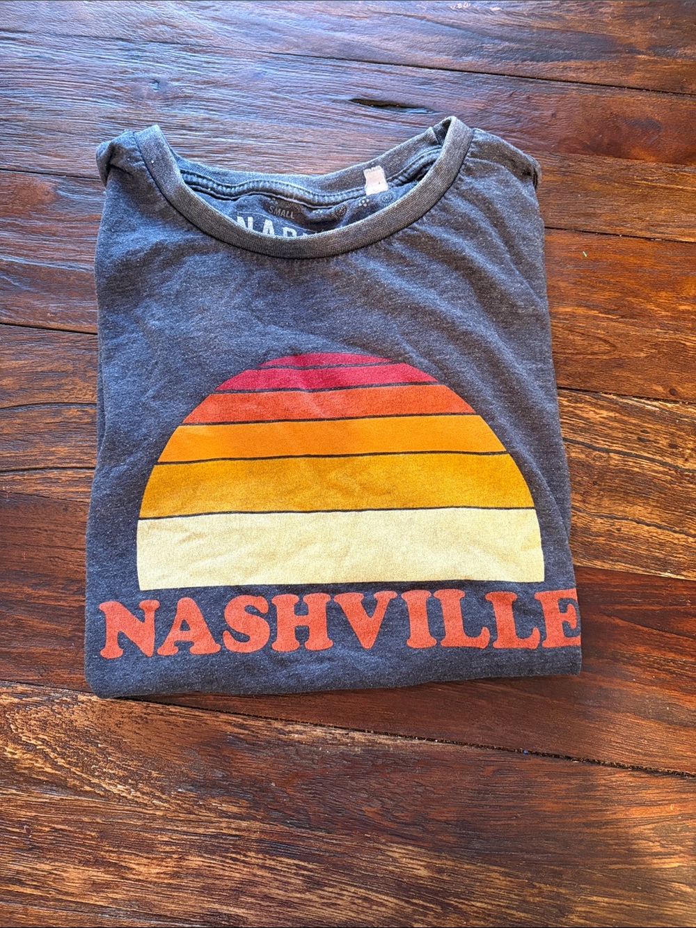 Vintage Charcoal Nashville Graphic Tee with Sunset Motif